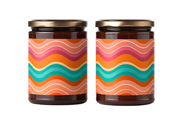 Vibrant Retro Wave Pattern Jar Labels for Food Products