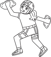 Bouldering Girl Rock Climbing Isolated Coloring 