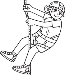 Bouldering Girl Free Rappelling Isolated Coloring 
