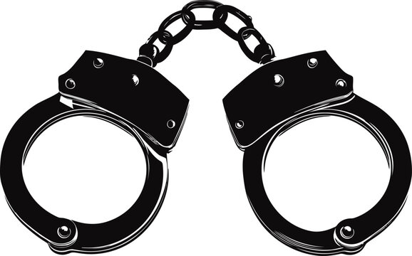 Unique handcuff silhouette vector illustration on white background