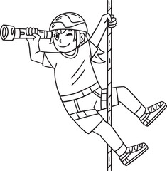 Bouldering Girl using Telescope Isolated Coloring 