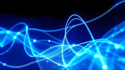 Glowing blue digital data streams background 