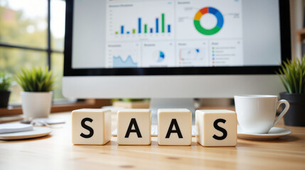 SAAS project concept showcases cloud-based software solutions, digital service delivery, and scalable applications with copy space