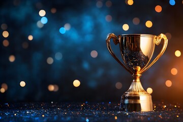 Golden trophy award winner celebration success