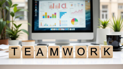 Teamwork concept highlights collaboration, communication, and shared goals among professionals working together with copy space