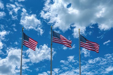 Obraz premium Stars and stripes waving in the breeze, a symbol of victory
