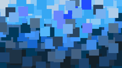 A digital abstract background featuring a dynamic pattern of overlapping squares in cyan blue