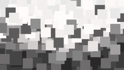 A digital abstract background featuring a dynamic pattern of overlapping squares in gray