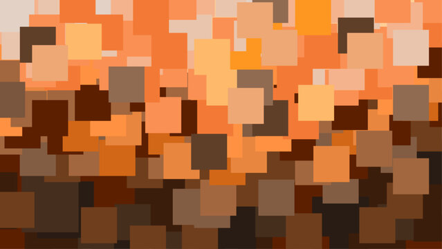 A digital abstract background featuring a dynamic pattern of overlapping squares in orange