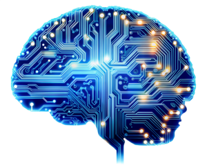 human brain with circuit isolated on white background.PNG Transparent file type with high definition picture quality available.