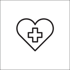 Heart with Medical Cross Health Insurance Icon