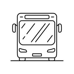 Bus icon. Black outline linear silhouette. Editable strokes. Front view. Vector simple flat graphic illustration. Isolated object on white background. Isolate.