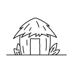 House icon. Black outline linear silhouette. Editable strokes. Front view. Vector simple flat graphic illustration. Isolated object on white background. Isolate.