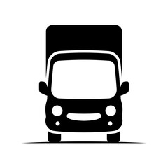 Truck icon. Delivery van. Black silhouette. Front view. Vector simple flat graphic illustration. Isolated object on white background. Isolate.