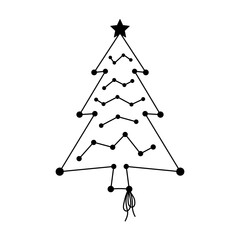 Christmas tree icon. Black outline linear silhouette. Editable strokes. Front side view. Vector simple flat graphic illustration. Isolated object on white background. Isolate.