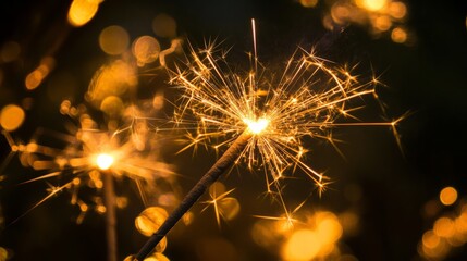 Obraz premium Sparkler drawing shapes in the air, long exposure, magical celebration generative ai