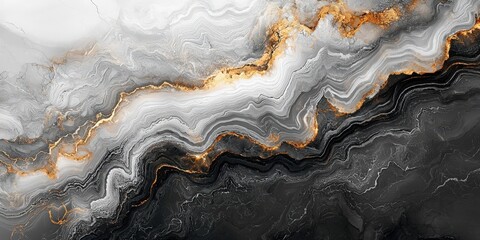 Obraz premium Abstract Marble and Agate Background with Gray Swirls and Gold Veins — Elegant Stone Texture for Luxury Design and Decor