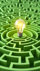 Green Maze Solution Glowing Bulb.