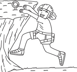 Bouldering Girl Hanging from the Ledge Isolated 