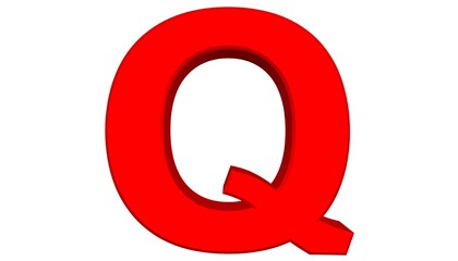 Obraz premium Red 3D Letter Q Alphabet.