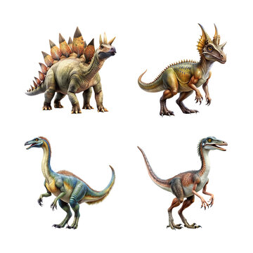 stegosaurus stenops and stygimoloch spinifer with A stylized depiction of a spiked dinosaur-like creature walking on all fours. clean on transparent background