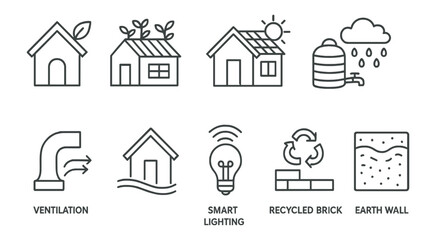 Fototapeta premium Eco-friendly, sustainable line icon set. renewable, green living icons outline collection