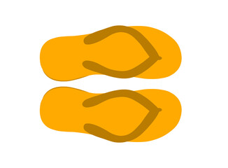 Minimalist  art of a pair of yellow flip-flops. A summer-themed design symbolizing beach vacations, relaxation, and casual footwear