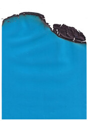 Vibrant Blue Paper with Heavily Burnt and Charred Top Edge, Abstract Grunge Background Texture