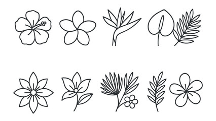 Floral and botanical line icon set. nature, garden, plant outline icons collection
