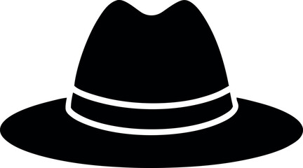 Wide Brim Fedora Hat Silhouette Vector Icon