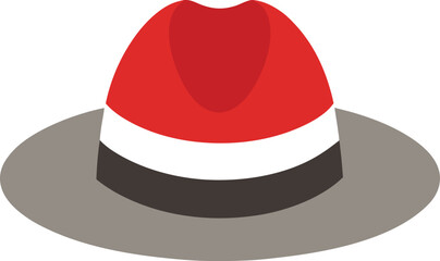 Vibrant Red and Gray Fedora Hat Icon for Fashion Design