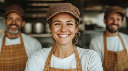 A joyful team of chefs posing together in a kitchen, showcasing their camaraderie and dedication to culinary excellence, creating a warm and inviting atmosphere.
