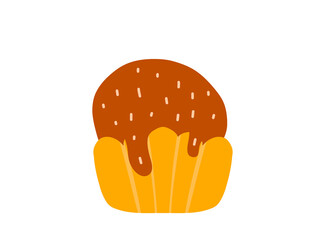 Cute  Muffin with Chocolate Topping and Sprinkles