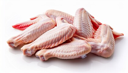 raw chicken wings isolated on a white background for culinary and food photography