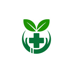Green healthcare and wellness logo