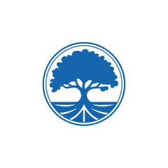 Blue tree of life logo design