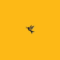 Fototapeta premium Bird with leaf logo icon flat vector design.eps