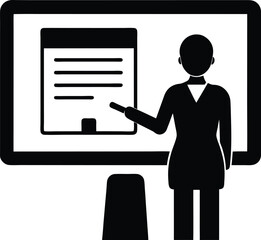 Online presentation silhouette vector illustration