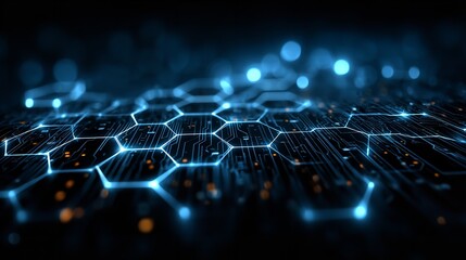 Obraz premium Blue Tech Background Featuring Circuit Lines and Digital Elements