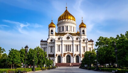 Cathedral with Moscow, and sunny day.