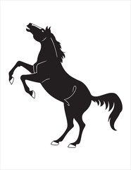 Elegant Horse Silhouette Vector – Black and White Stallion Illustrations, Equestrian Clipart & Galloping Horse Graphics