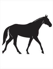 Elegant Horse Silhouette Vector – Black and White Stallion Illustrations, Equestrian Clipart & Galloping Horse Graphics