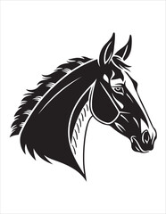 Elegant Horse Silhouette Vector – Black and White Stallion Illustrations, Equestrian Clipart & Galloping Horse Graphics