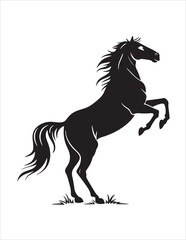Elegant Horse Silhouette Vector – Black and White Stallion Illustrations, Equestrian Clipart & Galloping Horse Graphics