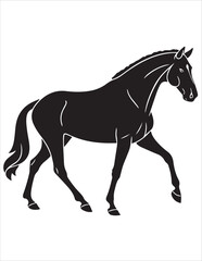 Elegant Horse Silhouette Vector – Black and White Stallion Illustrations, Equestrian Clipart & Galloping Horse Graphics