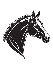 Elegant Horse Silhouette Vector – Black and White Stallion Illustrations, Equestrian Clipart & Galloping Horse Graphics