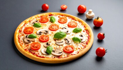Delicious Mushroom  Tomato Pizza.