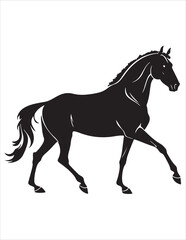 Elegant Horse Silhouette Vector – Black and White Stallion Illustrations, Equestrian Clipart & Galloping Horse Graphics