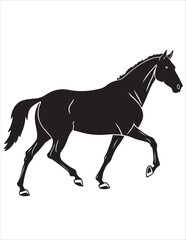 Elegant Horse Silhouette Vector – Black and White Stallion Illustrations, Equestrian Clipart & Galloping Horse Graphics