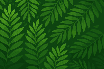 Vibrant Green Tropical Leaves Pattern Background Vector Illustration. Lush Botanical Foliage Texture. Eco Nature Concept for Design, Wallpaper, Banner. Abstract Modern Floral Motif.